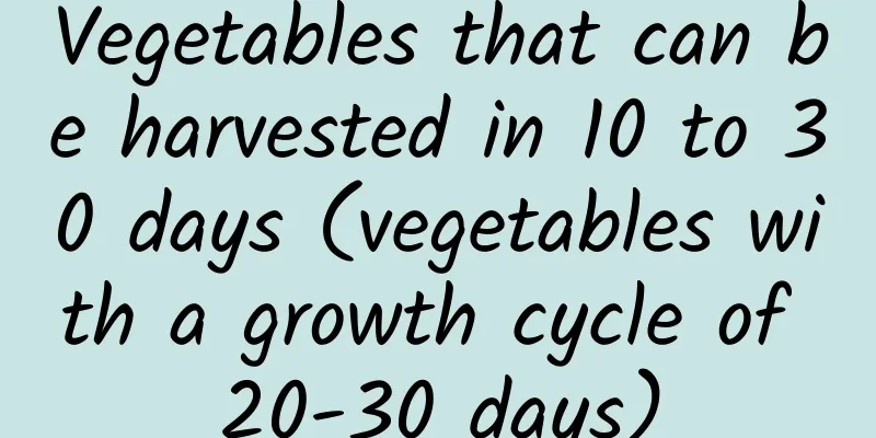 Vegetables that can be harvested in 10 to 30 days (vegetables with a growth cycle of 20-30 days)